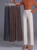 Winter Warm Woolen Wide Leg Pants Korean Fashion High Waist Thick Wool Blend Straight Pantalones Casual Classic Solid Trousers New