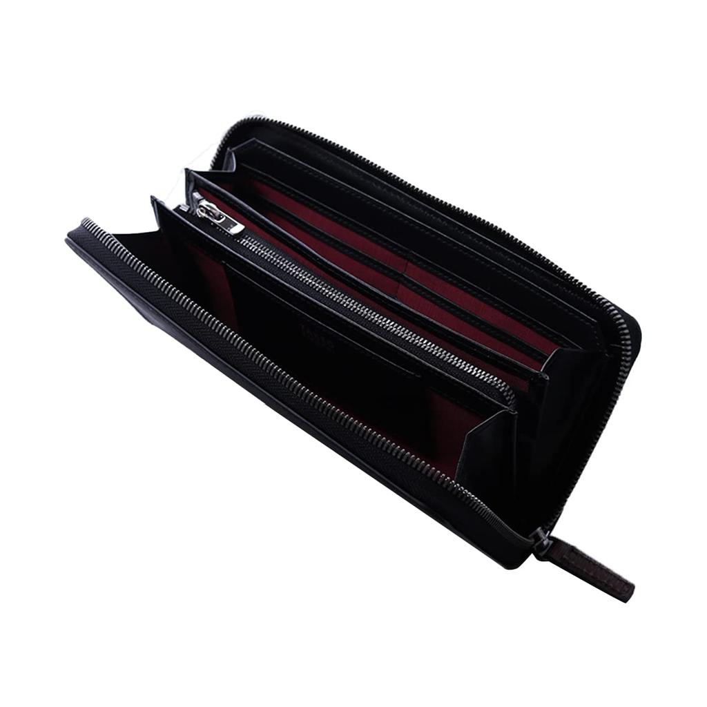 Takeo Kikuchi Long Wallet with Round Genuine Cowhide Chocolate Men's Zipper, Leather, Slide, 345194, Leather, [03]