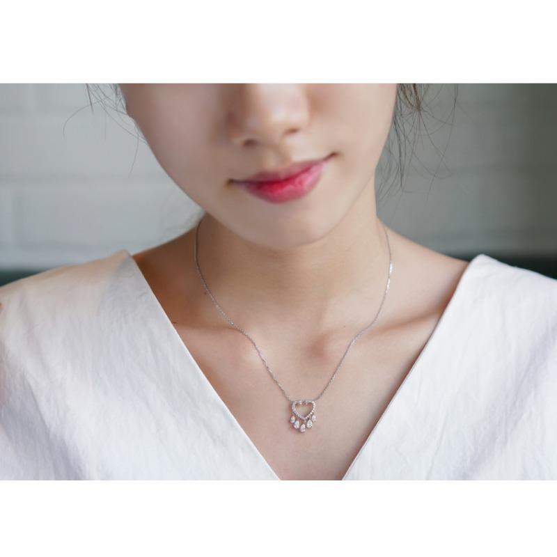 Tassel Necklace Platinum Heart Shaped Super Flash Diamond Clavicle Chain Real Diamond Gold Pendant Women