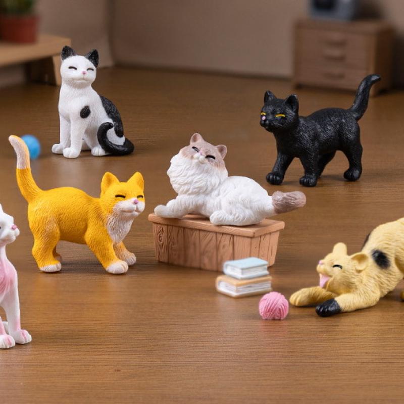 3/6Pcs Diy Micro Landscape Resin Cat Ornament Animal Miniature Fairy Garden Decoration Kitten Figurine Home Decor Accessories