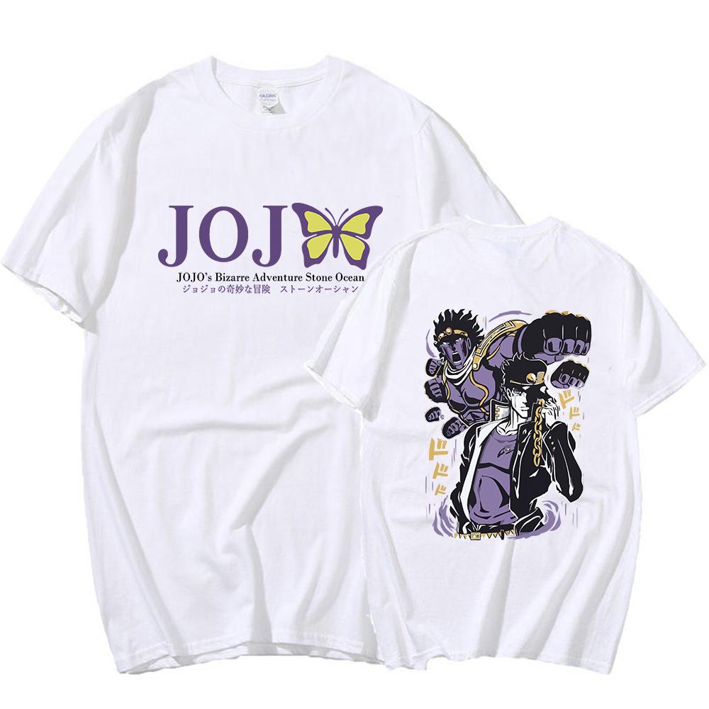 Japanese Anime JOJO's Bizarre Adventure Printed Short-Sleeved T-Shirt Jotaro Round Neck Loose Casual Funny Cotton Unisex Top