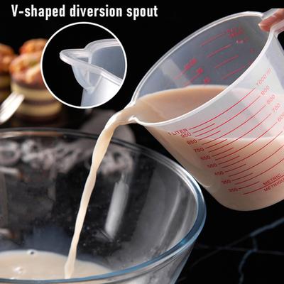 3Pcs 1000ml 450ml 250ml Measuring Cups Clear Plastic Measuring Cups with Handles for Liquids