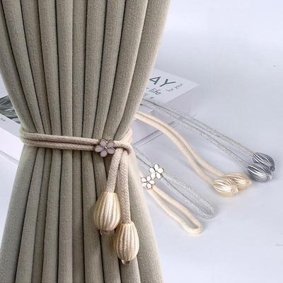 Adjustable Curtain Tiebacks with Floral Buckles Cord Fixer No Drilling for Elegant Living Room Bedroom Windows