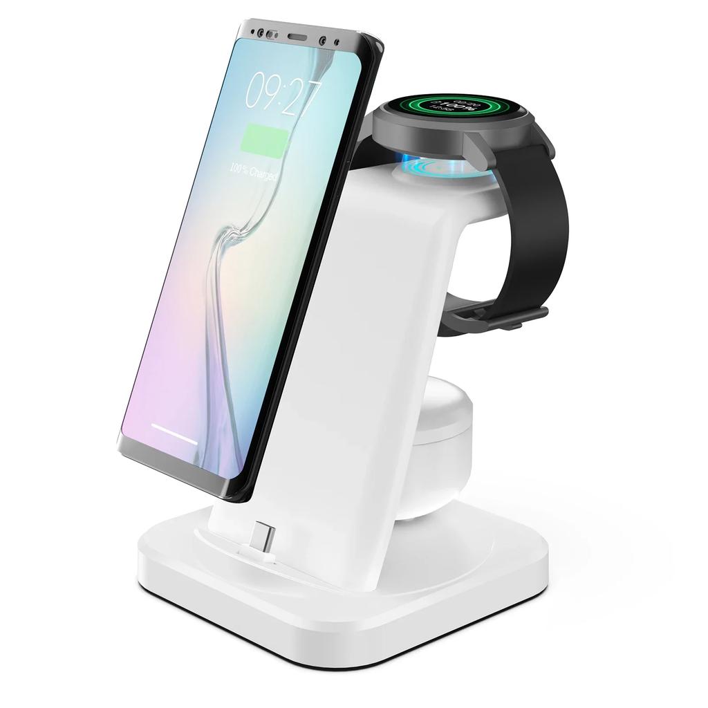 4 In 1 Fast Wireless Charger Wireless Charging Station for Samsung Galaxy Charger With Alarm Clock Watch 6 5 Pro S24 S23 S22 S21