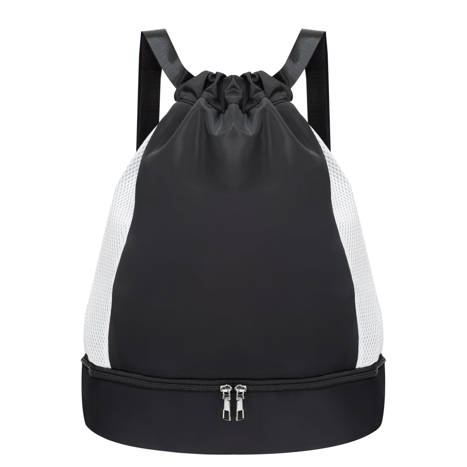 

Сумка-мешок RiZKiZ для бассейна, плавания, спортзала, большая вместимость, водонепроницаемый карман позволяет хранить мокрые вещи, верхняя сетка и шнурок для обуви для мальчиков и занятий спортом в зале чёрный