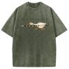 Summer Fashion Washed Acid Tees Korean Style Short Sleeve O-neck Goose Printed Funny T-shirts Men's Holiday Chic Tops