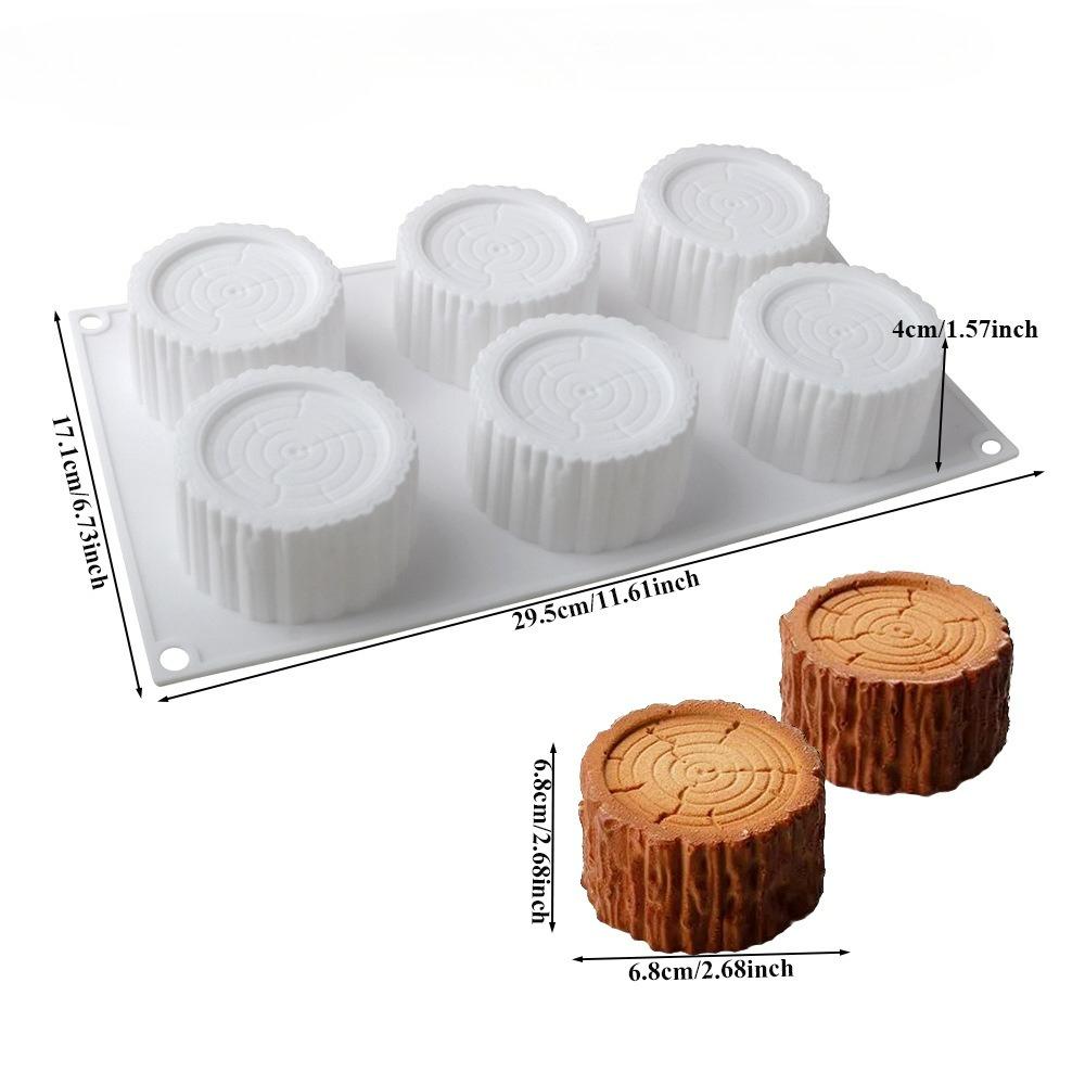 6 Komór Kształt Pnia Forma do Ciasta Mus Mousse Silikonowa Forma do Pieczenia Okrągły Pień Słoje Roczne Cylinder Forma do Budyniu Francuski Deser biały