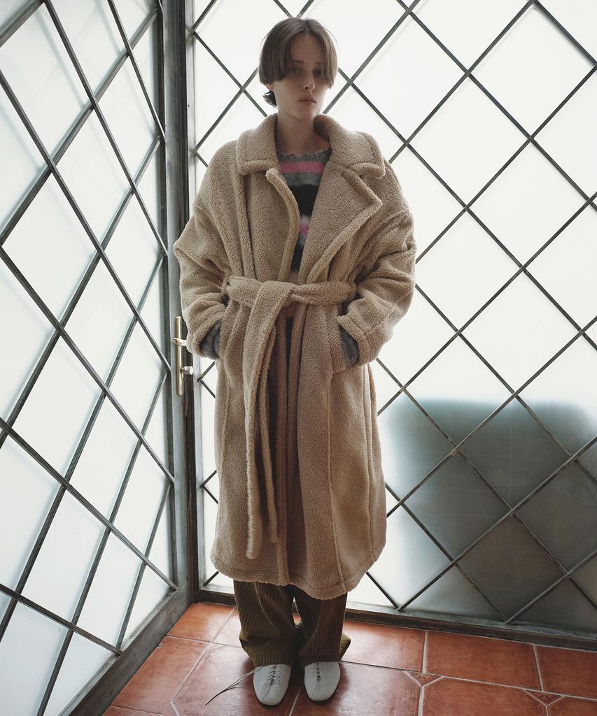 Overdueflair Belted Shearling Coat_Camel