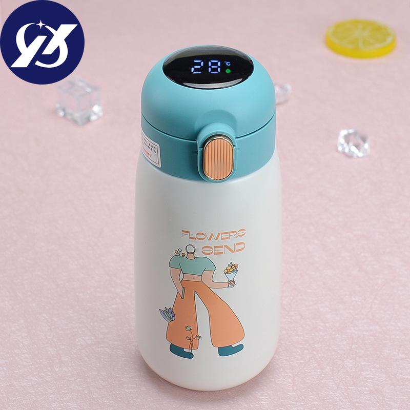 Cartoon 316 Stainless Steel Smart Vacuum Cup Led Touch Display Temperature Cup Small Fat Pier Children Pea Cup
