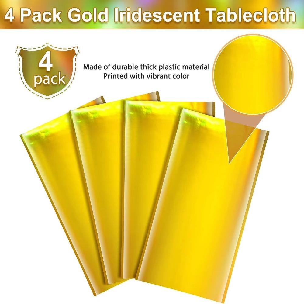 Foil Metallic Rectangle Table Cover Shiny Disposable Table Cloth  For Birthday Wedding