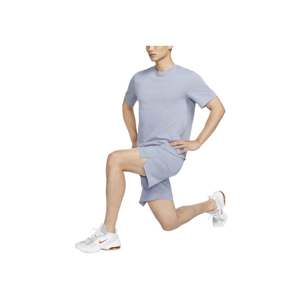 Nike Solid Color Logo Crew Neck T-Shirt Men Tops Blue DV9832-493