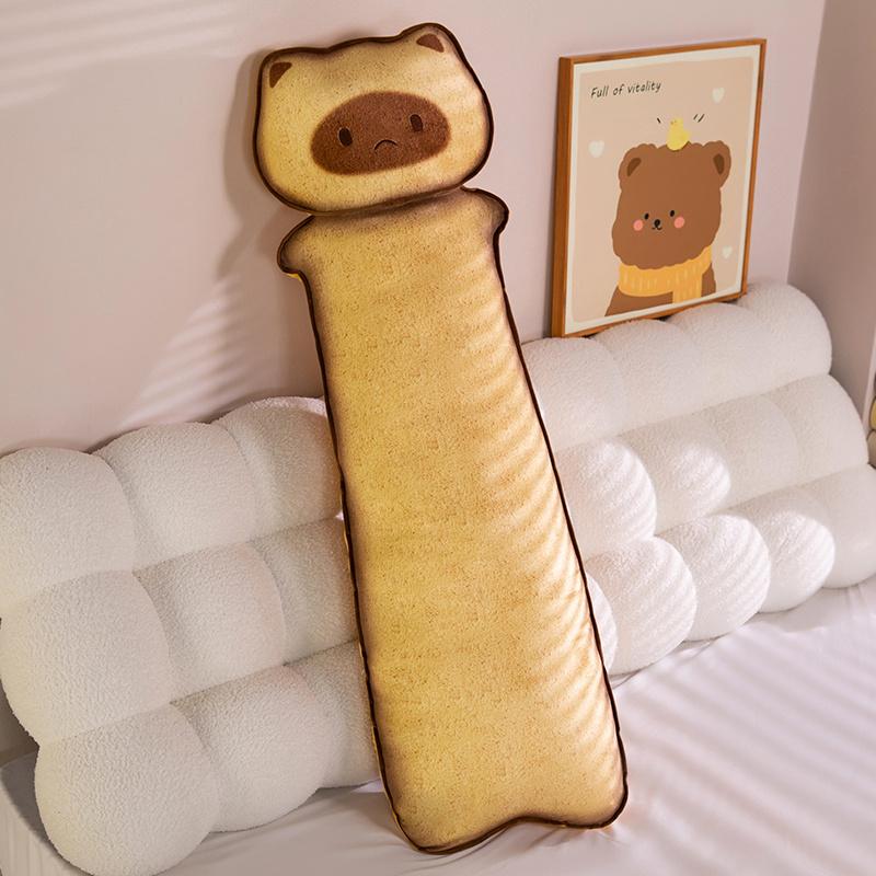 90-110cm New Stuffed Long Pillow Cute Cartoon Toast Cat Shape Plush Toys Cushion for Sofa Chair Home Decoration Long Pillow Gift