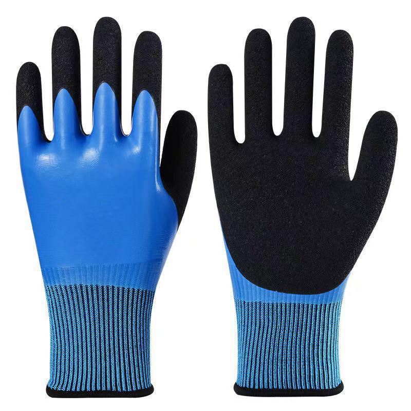 Tide-Chasing Wear-Resistant Waterproof Latex Work Gloves - Non-Slip, Ideal for Construction.
