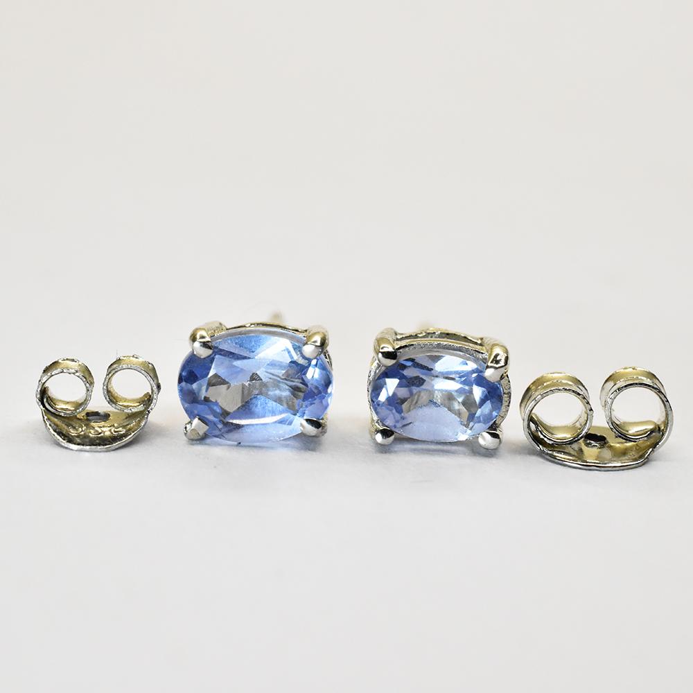 Blue Sapphire 925 Sterling Silver Earring Gemstone Natural Certified Oval Cut