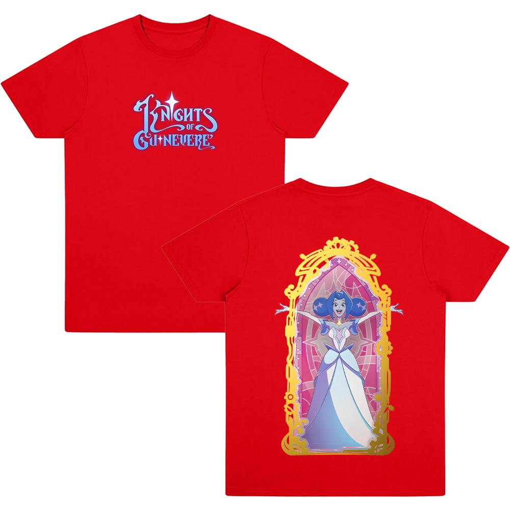 

Knights of Guinevere Fashion Cartoon Print T-shirts High Quality Cotton Short Sleeve Unisex Casual Clothing Summer Y2K T Shirts XXL красный