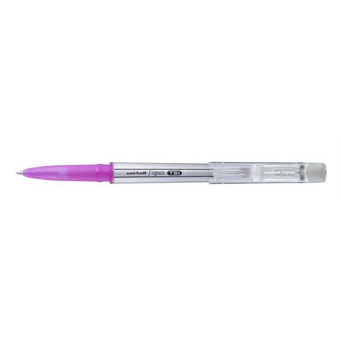 Stylo roller - uni-ball - Signo TSI - Effaçable - Rose - Pointe moyenne