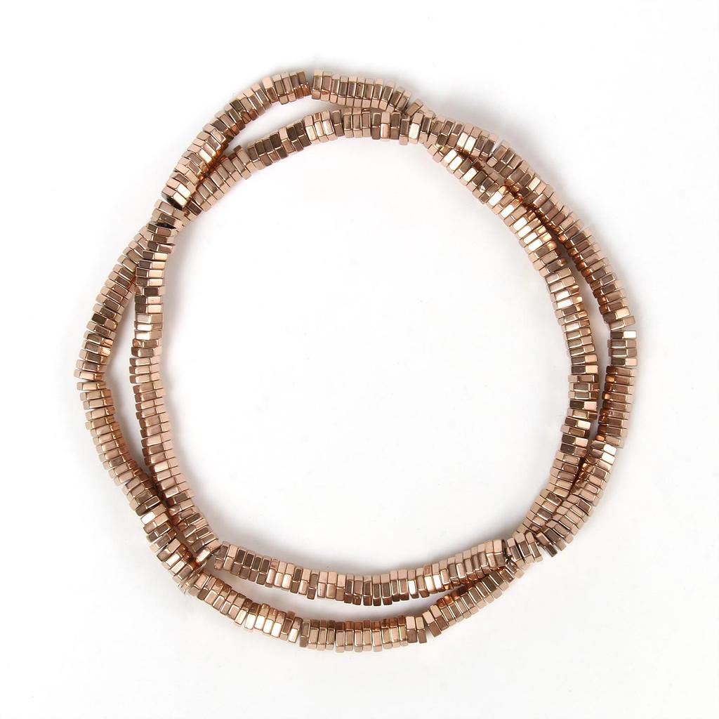 Handgefertigte Bastelfarbe, rosévergoldete Hämatitperlen, natürliche Rondelle-Perlen für Schmuckherstellung, DIY-Charms, Armband-Zubehör, 38,1 cm