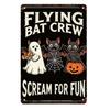 Wandkunst für drinnen und draußen Retro Halloween Schild, Kürbis Geist Badezimmer Metall Langlebiges Hängeschild Hexe Katze Festival für Bar Zuhause Raum Dekor