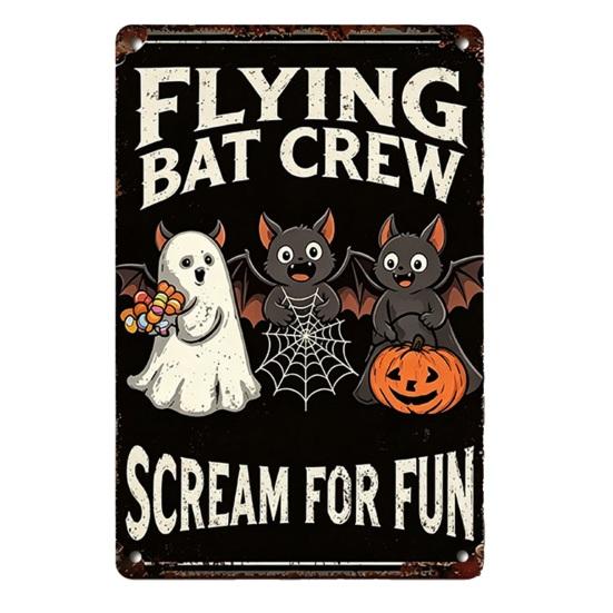 Wandkunst für drinnen und draußen Retro Halloween Schild, Kürbis Geist Badezimmer Metall Langlebiges Hängeschild Hexe Katze Festival für Bar Zuhause Raum Dekor