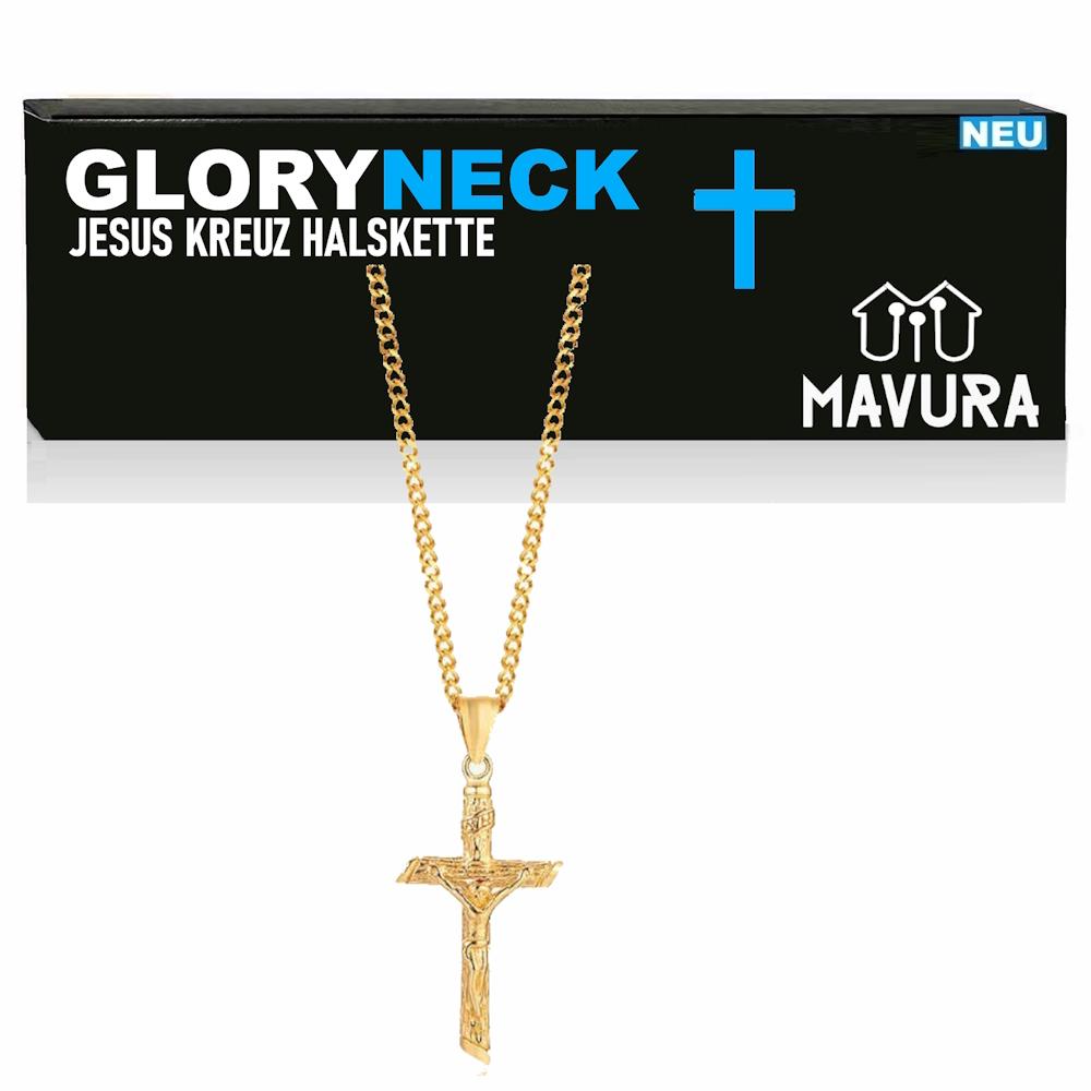 GLORYNECK Colar Cruz de Jesus Crucifixo Aço Inoxidável Ouro Joias Religiosas Corrente