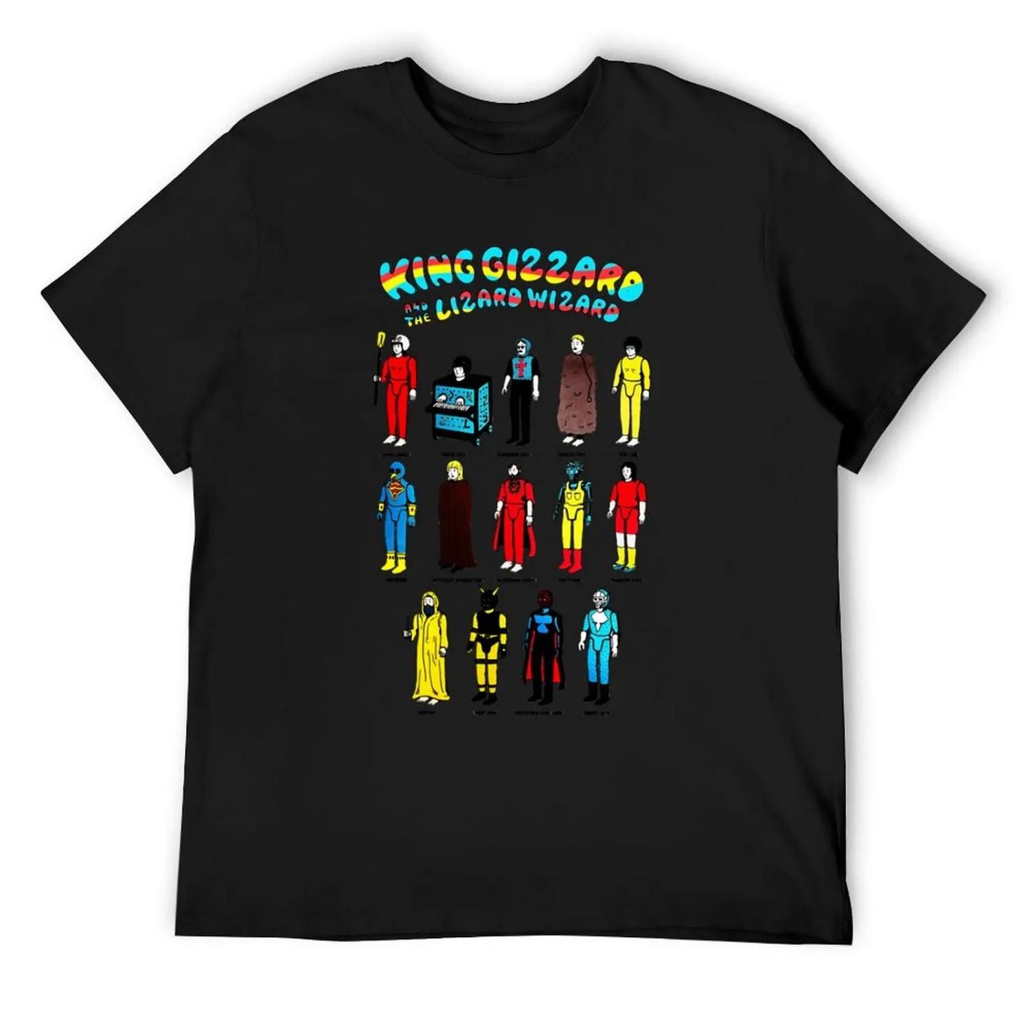 

Cute King Gizzard And The Lizard Wizard Toys T-Shirt baggy shirts plus size clothes Short sleeve tee black t-shirts for men XXXXXL чорний