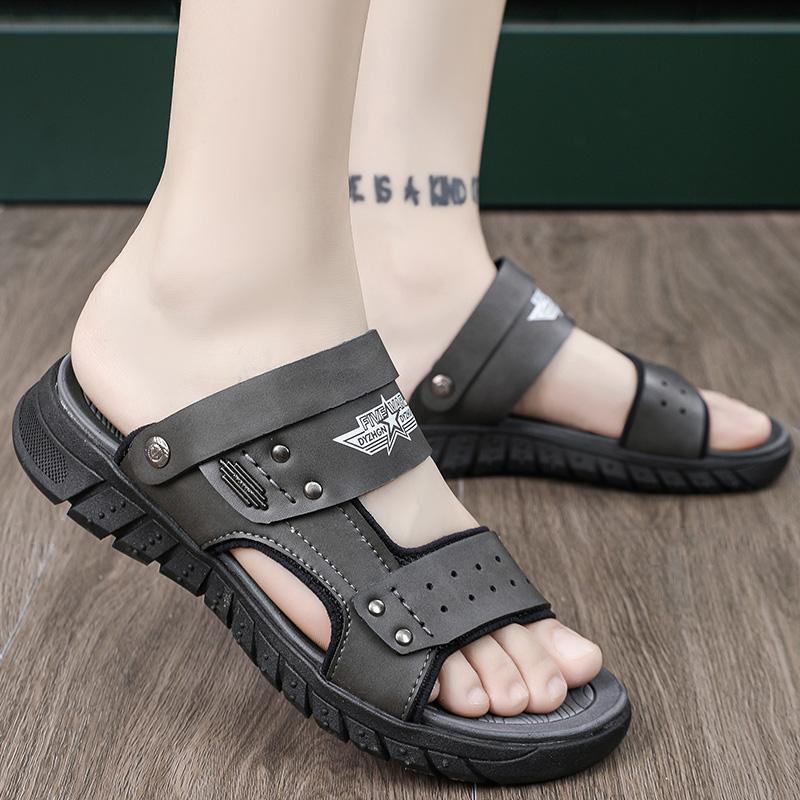 Sommer Herren Echtleder Sandalen Outdoor Römische Sandalen Strand Anti-Rutsch Lässig Leicht Offene Zehen Jungen Sportsandalen