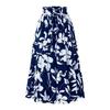 Printed Long Dress A Word Summer High-Grade Pleated Skirt Elastic Waist Women Clothes Print Long Dress Skirt