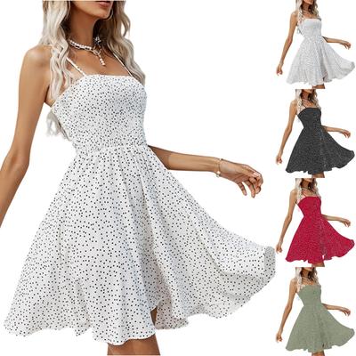 Women's Summer Polka Dot Print A-Line Midi Dress