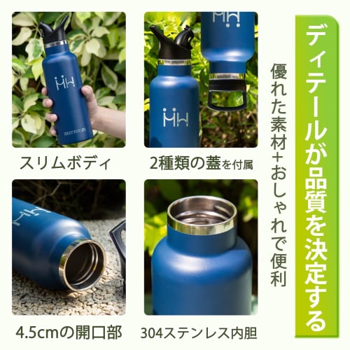 Eliciya 500ml Vacuum Insulated Stainless Steel Water Bottle, Keeps Hot or Cold, Carbonated, Highly Airtight, Easy To Clean, Wide Mouth Design, Leak-Pr