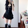 Summer New Japanese Sweet Wind Lace Splicing Square Collar Slim-fitting Top Cake Skirt Two-piece Set