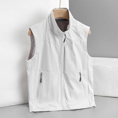 Gilet da uomo senza maniche con colletto alla coreana per la primavera/autunno: Gilet Sportivo Traspirante Casual da Esterno