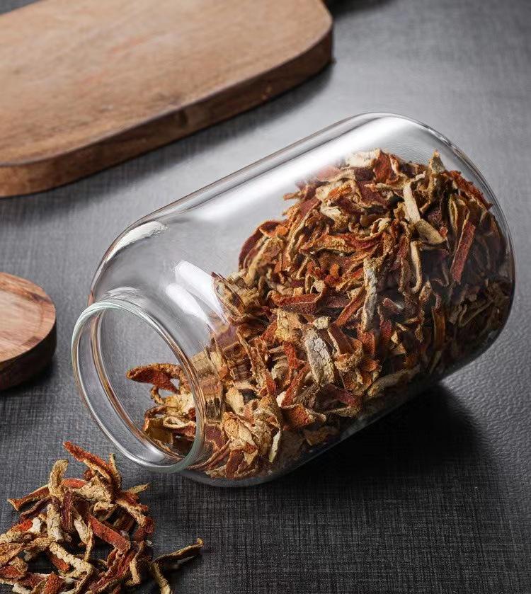 High-End Glass Storage Jar for Dried Tangerine Peel - Sealed Medicinal Material Display Container