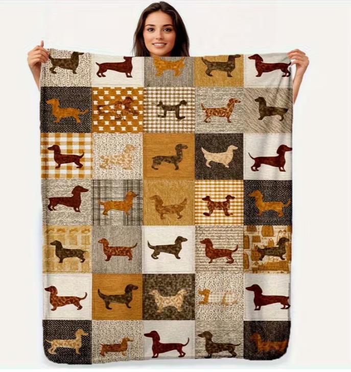 Dachshund Blanket Flannel Gift, Lightweight Plush Throw, Warm for Sofas & Beds, Perfect for Holidays Blanket