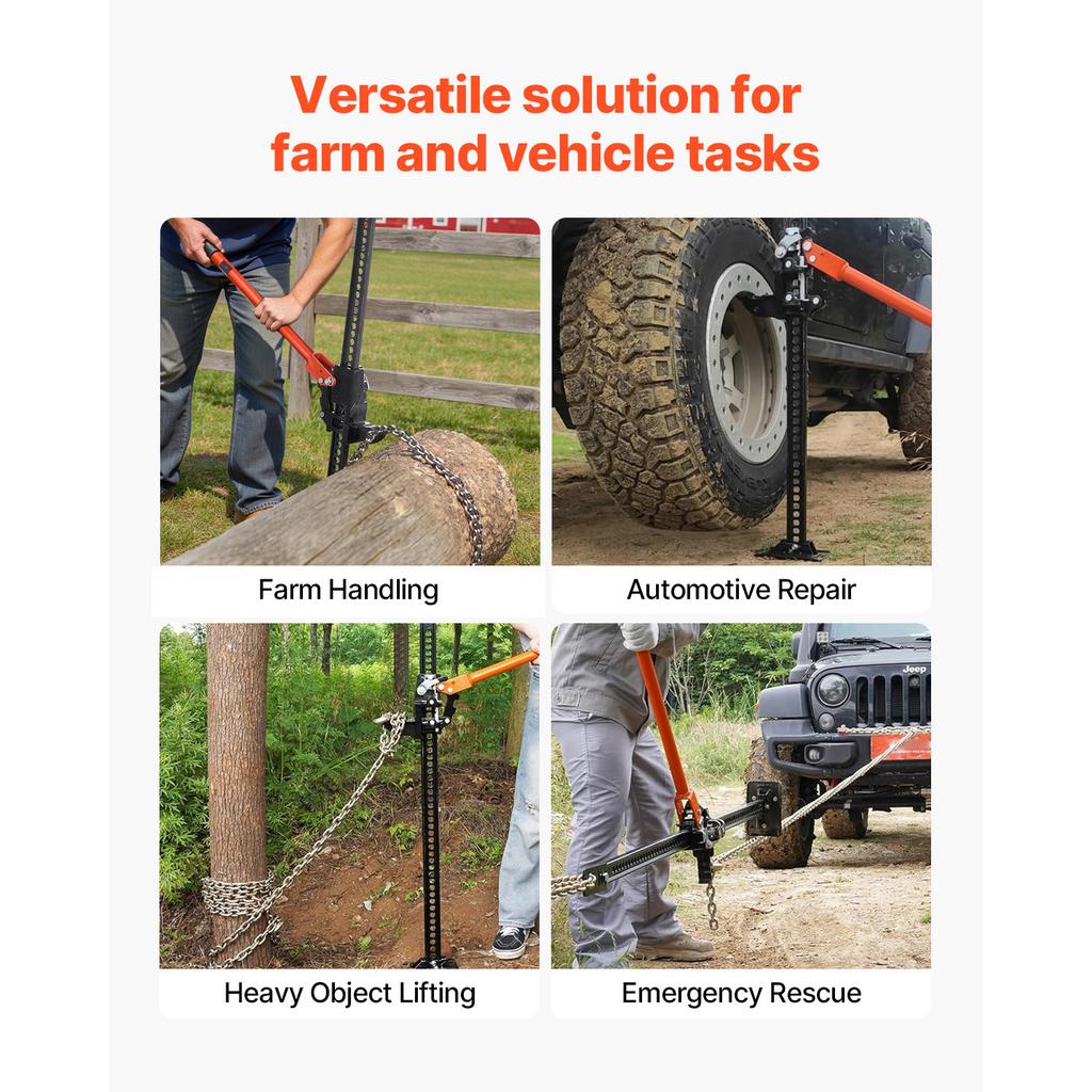 SucceBuy Farm Jack 60" Utility High Lift Farm Jack 3.18 Ton Ratcheting Off Road Utility Jacks Heavy-Duty Lift Jacks for Tractor