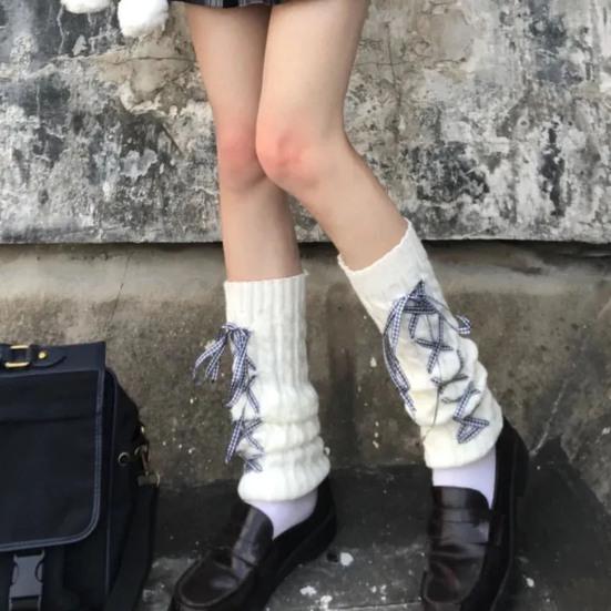 

Чехлы для ног в клетку на шнуровке сохраняют тепло моющиеся осенне-зимние женские ботинки-чулки на зиму