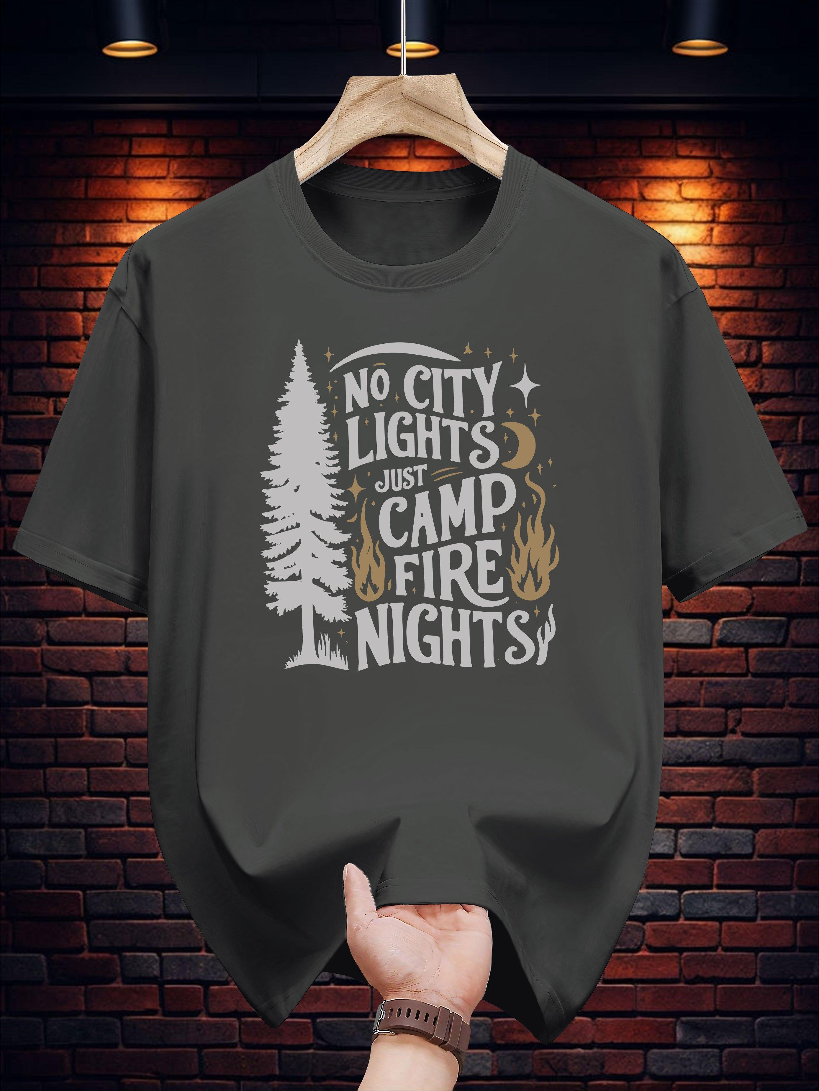 Graphic T-shirt - Campfire Nights Print with Pine Trees & Stars XL