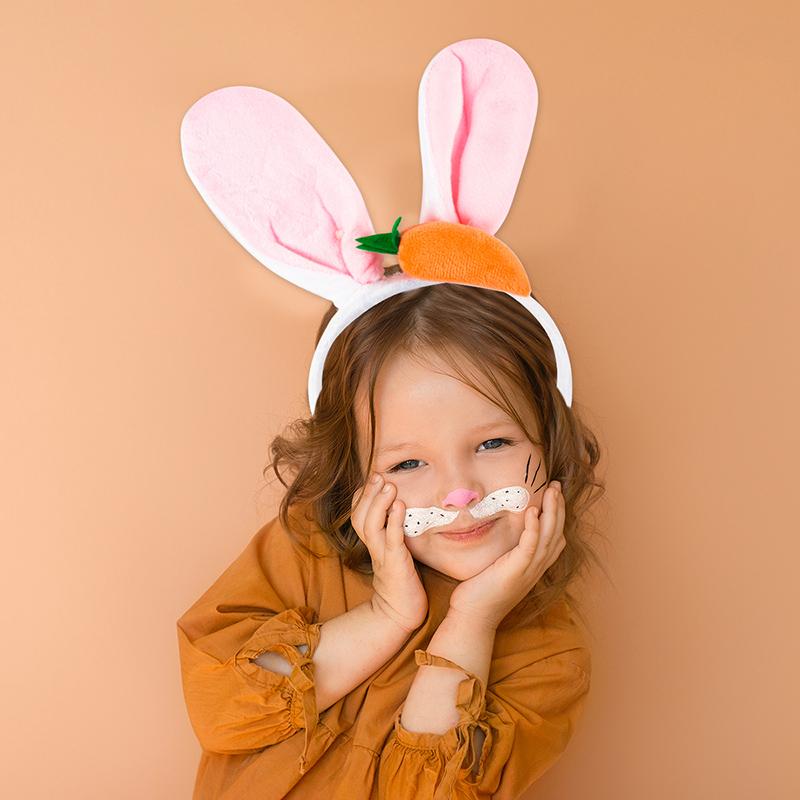 Bunny Ears Headband With Carrot Cute Plush Rabbit Ear Head Hoops Hair Accessories Happy Easter Day Gift For Easter Theme decor