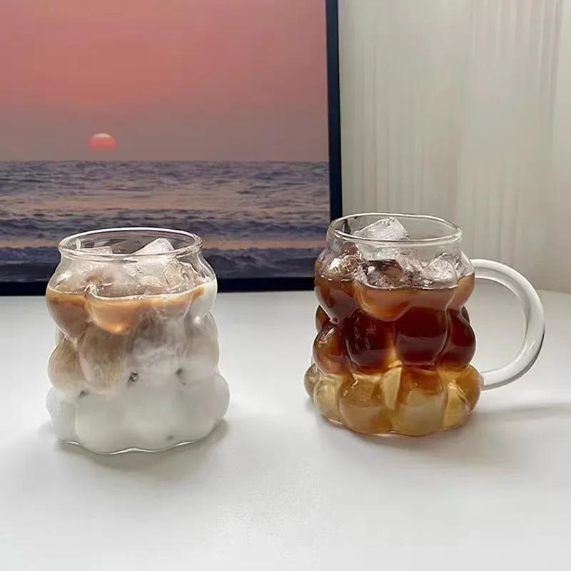 Ins Stil Transparent Glas Kopp Oregelbunden Värmebeständig Kaffemugg Sommardrycker Mjölk Juice Vattenkopp Cocktail Ölglas Koppar