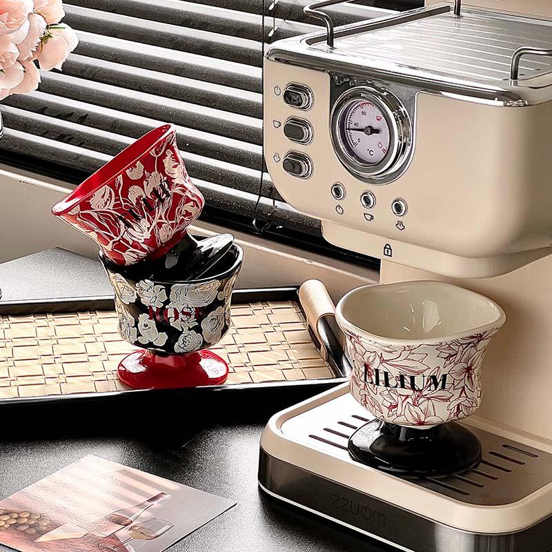 Creative Flower-Shaped Ceramic Coffee Cup for Home and Commercial Use - Ideal for Italian Coffee and Latte Art.