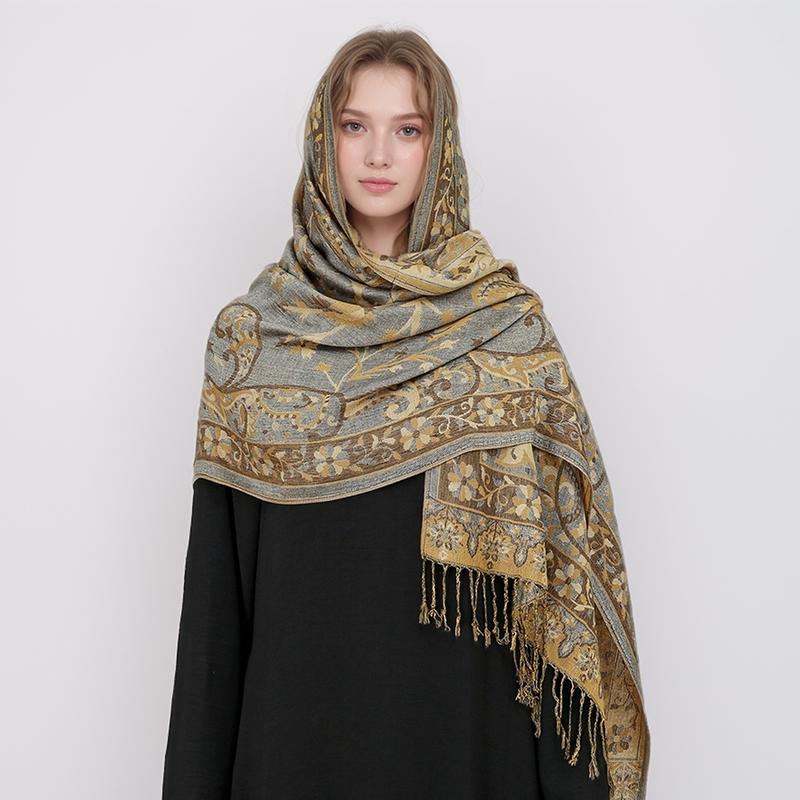 Bohemia Pashmina Hijab Scarf Long Muslim Cashmere Shawl Female Foulard Soft Turban Head Wraps For Women Headband Luxury