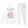 Kids Halloween Hoodie and Pants Set Ghost Print Pullover Sweatshirt with Hooded Top and Elastic Waist Bottom for Children