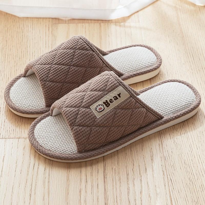 Plaid Slippers Men's Spring and Autumn Indoor Home Silent Home Use Four Seasons Cotton and Linen Slippers Women's New Winter and Summer
