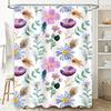 Delightful Floral Shower Curtain Bathroom Decor With Purple Blue Flowers Waterproof Fabric – Perfect Addition For Your Bathtub (