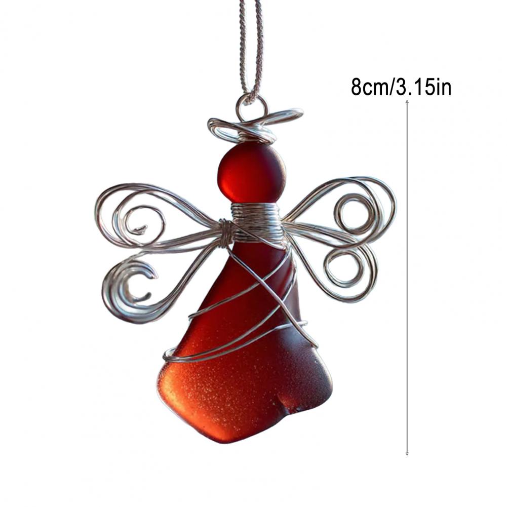 Sea Glass Angel Ornament Coastal Christmas Art Keepsake Wire-Wrapped Angel Christmas Tree Decoration For Holiday Home Decor