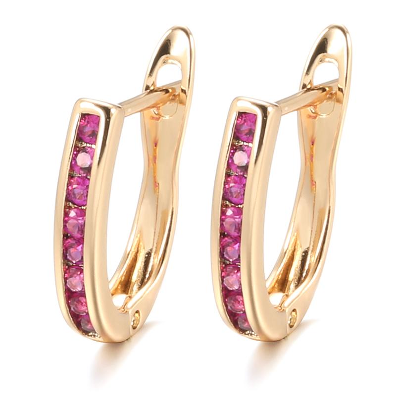 Luxury Green Natural Zircon Stud Earrings For Women Beautiful Rose Gold Earring Wedding Engagement Jewelry