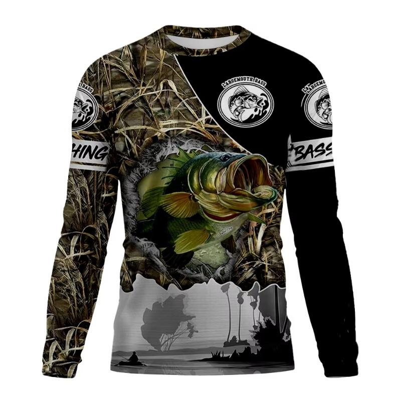 3D Print Fishing Graphic T Shirts Men Fashion Tops Men's Clothing Outdoor Sun Protection Tee Men's Long Sleeve Quick-Dry T-Shirt