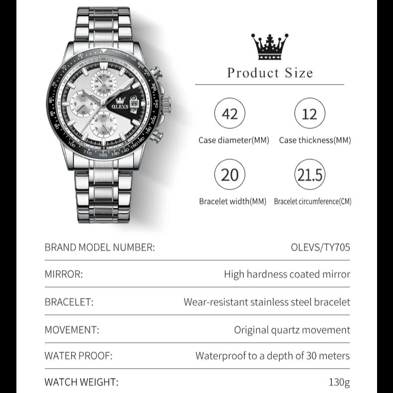 OLEVS Original Quartz Watch for Men Chronograph Waterproof Men Wristwatch Fashion Business Men's Watches Trend