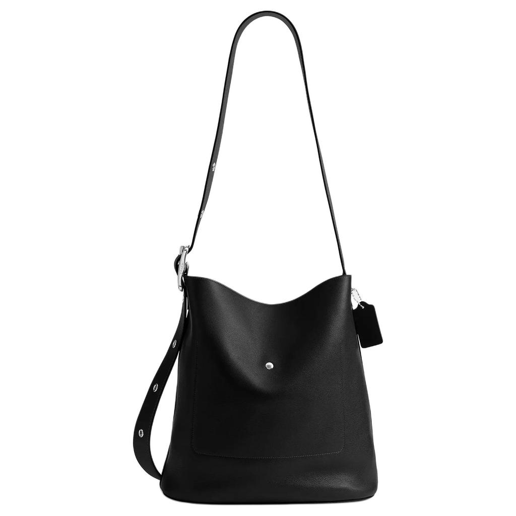 Coach Bleecker 36 Adjustable Strap Leather Bucket Bag Men Shoulder Bag Black CDU83-BLK