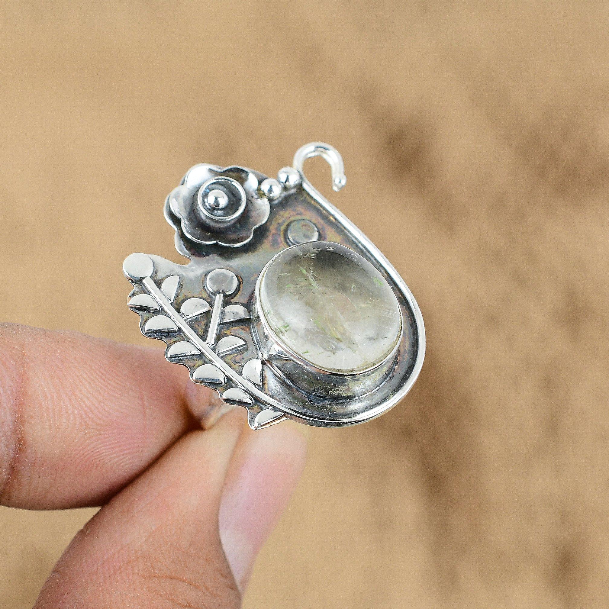 

Oval Moonstone Stone Statement Mother Flower Ring Jewelry 925 Sterling Silver Yes