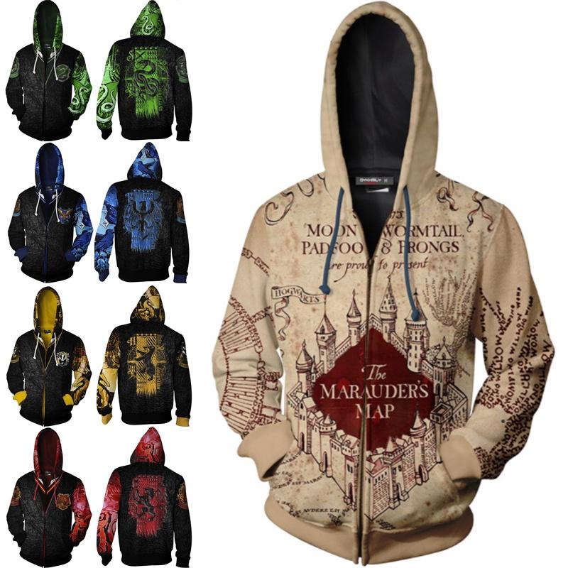 Harry 3d Potter Sweater Zipper Hooded Sportswear Cosplay Sweatshirts Hoodies
